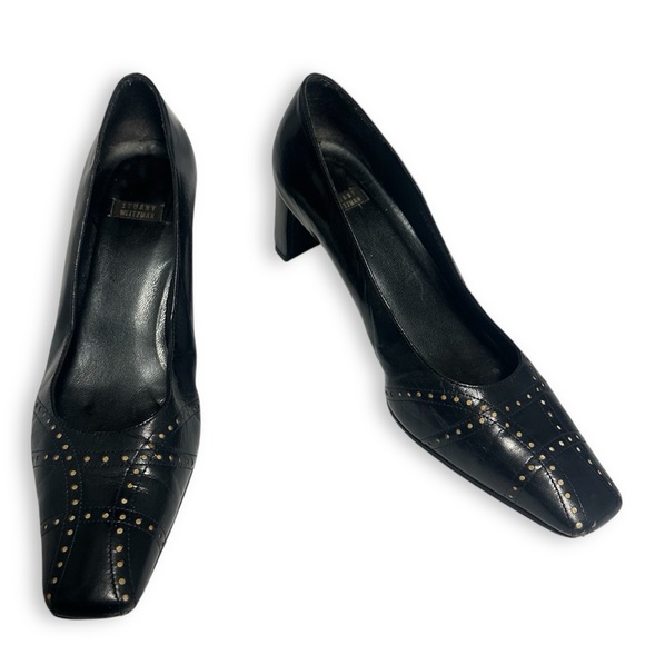 Vintage STUART WEITZMAN Dark Navy Leather Women’s Pumps Heel Shoes - Picture 1 of 8